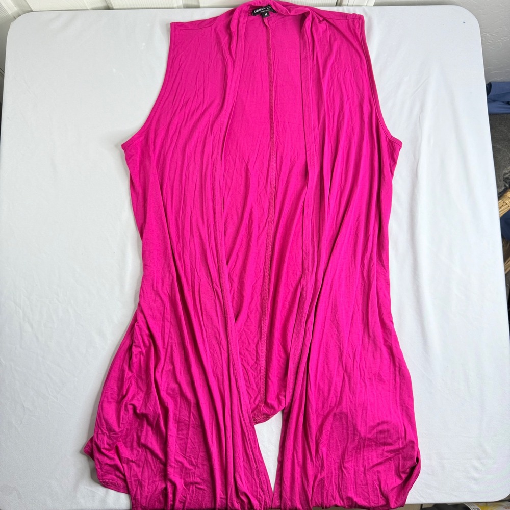Urban Coco Womens Hot Pink Draped Waterfall Vest Sleeveless Cardigan Medium
